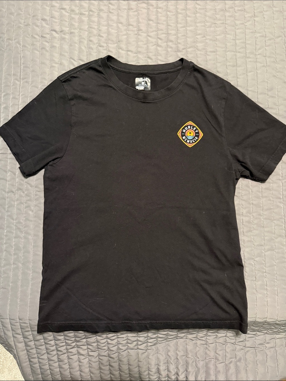 Hurley Black Short-Sleeve Tee with Small Chest Patch